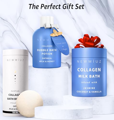 Luxury Collagen Bubble Bath with Oatmeal Milk Honey - Moisturizing Relaxing Spa Gift for Women and Men
