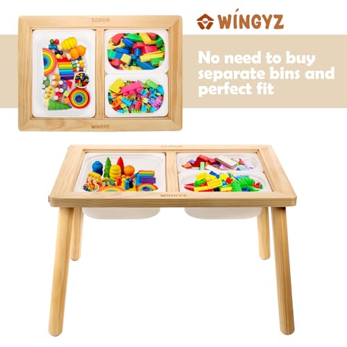 WINGYZ Kids Sensory Table with 3 Storage Bins, 29.9 x 21.32 x 17.7 Inches, Toddler Safe Play & Study Table