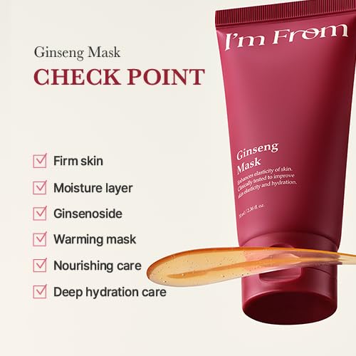 I'm From Ginseng Wash-Off Mask - Korean Red Ginseng Face Mask for Elasticity & Hydration, 2.37 fl oz