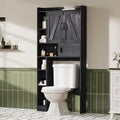 ChooChoo Black Over-the-Toilet Bathroom Storage Cabinet with Sliding Door