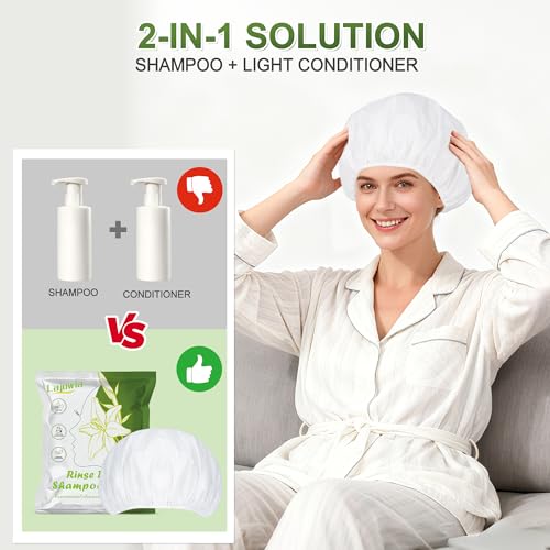 20 Pack No Rinse Shampoo Caps - White, 130ML Waterless Hair Cleaning