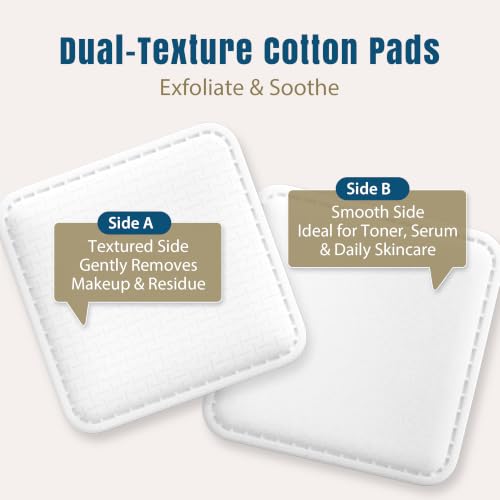 Ourmed Life Large Cotton Pads for Face - 240 Count, 3x3 Makeup Remover Pads, Dual-Sided Exfoliating Cotton Rounds