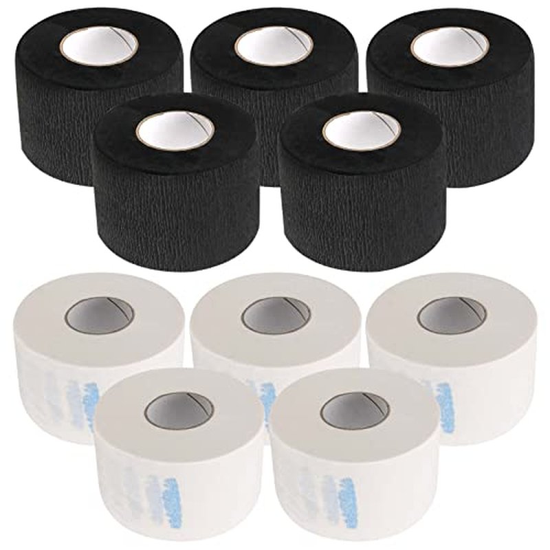 10 Rolls Disposable Barber Paper Neck Strips, 1000 Strips Professional Stretchy Paper Neck Band, Protector Stretchy Strips Cutting Accessories for Hair Cut, Beauty Salon, Black and White