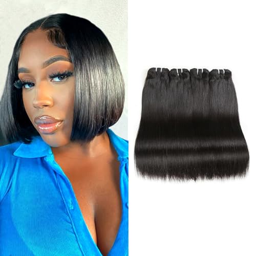 Liang Dian 8 8 10 10 Inch Natural Black Brazilian Virgin Straight Human Hair Bundles