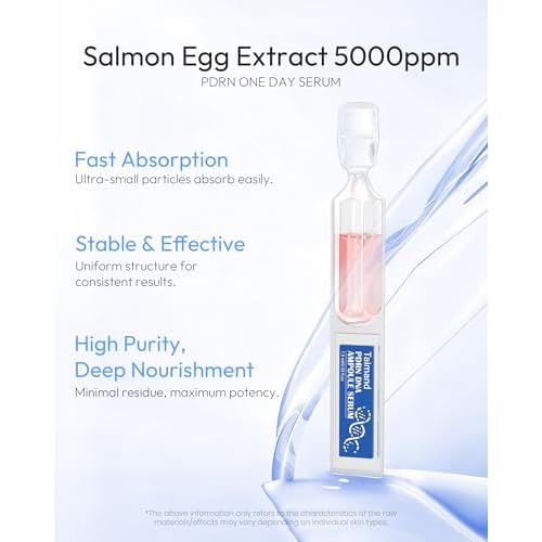 99% Purity Salmon DNA PDRN Serum Ampoules (0.05 fl.oz x 30e) - Hyaluronic Acid Serum, Pre-makeup Skincare, Hydrating Anti-Aging Serum for Sensitive Skin, Portable Vials with Niacinamide, Face & Neck