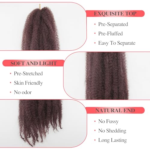 BYKSVIOC 18 Inch Marley Twist Crochet Hair - 8 Packs, Cuban Afro Kinky Faux Locs