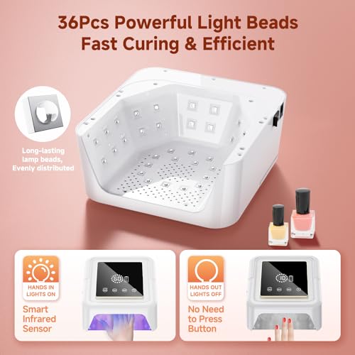 Cordless UV Nail Lamp 108W with Touch Screen - White