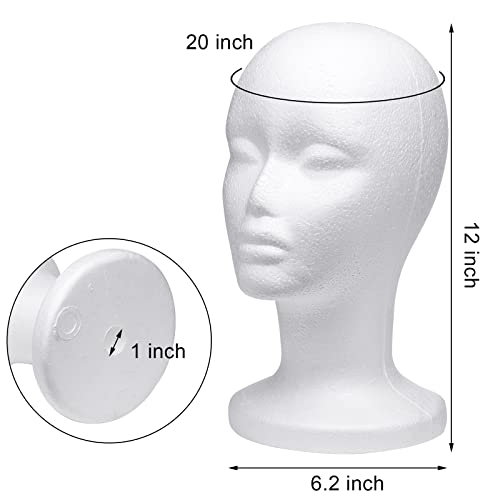 12 Inch Foam Wig Head Mannequin Display Stand for Hair, Hats, Glasses