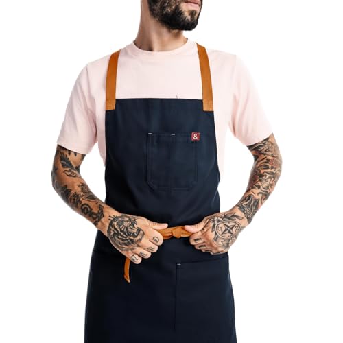 Hedley & Bennett Midnight Blue Crossback Chef Apron with Pockets & Towel Loop