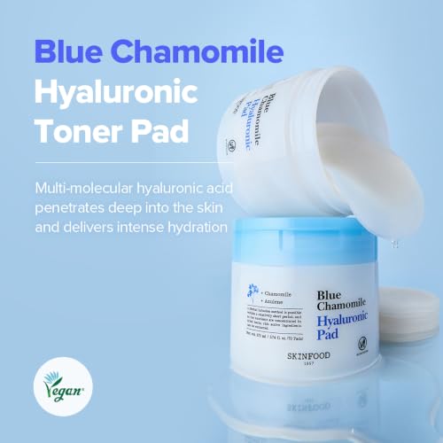 Hydrating Facial Toner Pads with Hyaluronic Acid & Chamomile - Moisturizing Skin Care