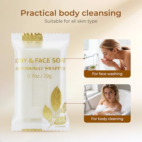 Soap Bar Mini Size of Travel in Bulk, Disposable Small Hand Body Soaps Individually Wrapped Kit, Bath Toiletries Hygiene Supplies, Toiletry for Motel Guest Homeless Charity, 0.7 Oz/20g (120)