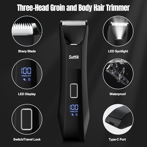 Men's 3-in-1 Body & Nose Hair Trimmer Black945 - Waterproof Electric Grooming Kit