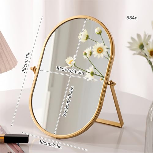 Tabletop Mirrors Makeup Mirror Portable Vanity with Metal Frame Desk Table Mirror with 180¡ÆAdjust Dressing Room Rotate Good for Bedroom Bathroom