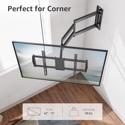 37.9-Inch Long Full Motion TV Wall Mount for 42-75 Inch Screens - Corner Mount, Extension & Tilt