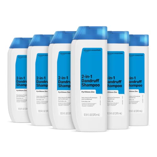 Amazon Essentials 2-in-1 Dandruff Shampoo & Conditioner - Gentle, pH Balanced, 12.5 Fl Oz (Pack of 6)