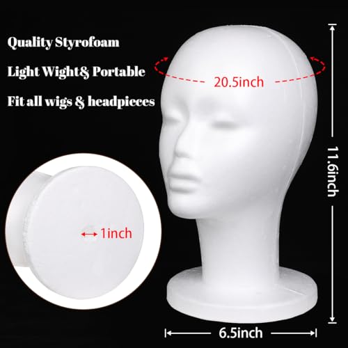 Leeven 3 Pack Foam Wig Heads Styrofoam Mannequin Heads for Wigs & Display - 11.6 Inch