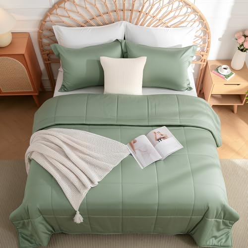 Sage Green Oversized King Bamboo Visco Comforter - Ultra-Soft All-Season Bedding