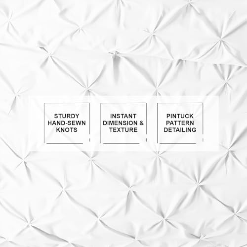 King Size Pink Pinch Pleated Duvet Cover Set - 100% Egyptian Cotton 600 Thread Count - No Comforter - White - Variation 01