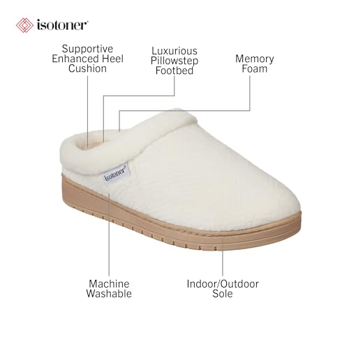 Isotoner Women's Diamond Microterry Gemma Clog Slippers, Size 8.5-9 Ewe - Indoor & Outdoor Comfort
