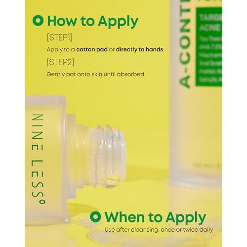 Nineless A-Control Azelaic Acid Toner with AHA & BHA - Pore Refining & Soothing Facial Toner for Acne-Prone Skin - Redness Relief & Dark Spot Corrector, Korean Skincare, 5.07 fl.oz