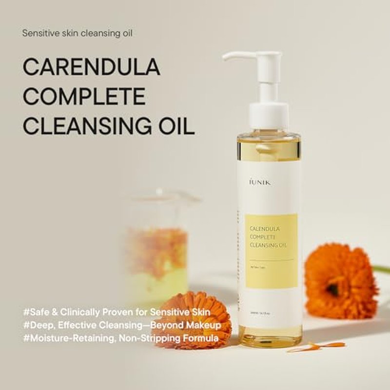 IUNIK Calendula & Jojoba Oil-Infused Vegan Cleansing Oil ? Gentle Blackhead Melting & Makeup Remover Facial Cleanser w/Plant-based Oils Korean Skincare