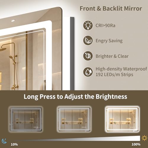 24x32 Inch LED Bathroom Mirror with Lights, Anti-Fog, Dimmable, Wall Mount, Horizontal/Vertical - Variation of THIS listing
