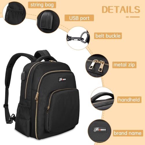 TORIBIO Barber Backpack Bag with USB Port for Men - Black + Gold