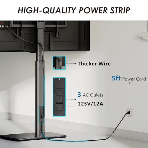 Tall TV Floor Stand with Power Outlet for 32-75 Inch TVs - Black, With Outlet