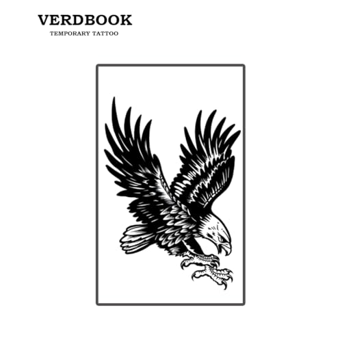 Waterproof Temporary Tattoos: 2-Sheet Tattoo Kit with Realistic Body Stickers, Semi-Permanent Tattoos for Adults Lasting 7-15 Days ? Safe for Men & Women, Eagle Tattoo Pattern