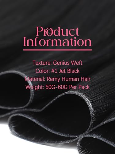 Lacer Human Hair Extensions 18 Inch Jet Black 50g Sew-In Weft - Real Remy Hair