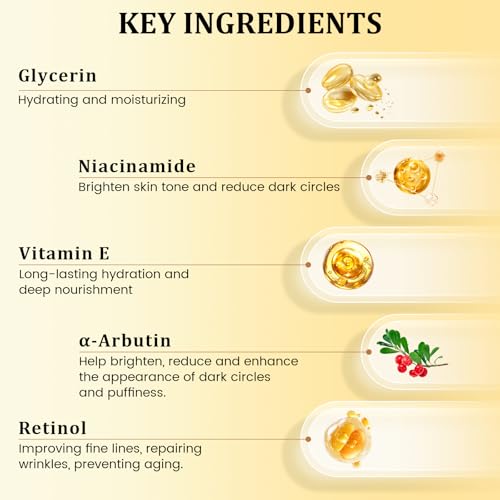 Retinol Eye Cream for Dark Circles, Wrinkles & Puffiness - Under Eye Cream with Anti-Aging Formula to Smooth Fine Lines, Eye Tightener & Reduce Eye Bags,Eye Firming Cream 1 Fl Oz