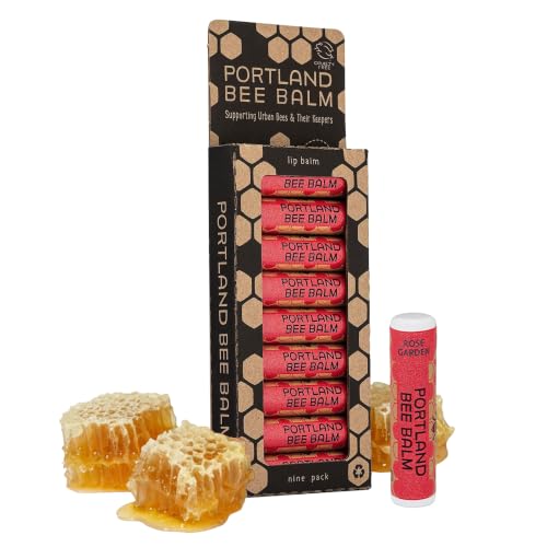 Portland Bee Balm Rose Garden Lip Balm Pack of 9 - Natural Organic Moisturizer