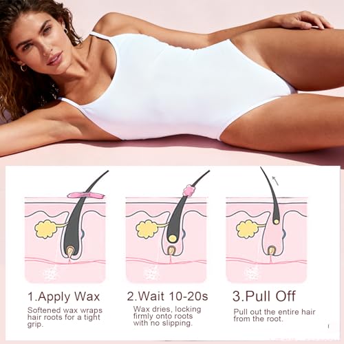 Wax Beads for Hair Removal for Brazilian, Eyebrow Waxing 2.5LB with 20 Spatulas, Hard Wax Beads for Hair Removal (300g/10.5oz) with10pcs Applicators, At Home Waxing Beads for Face, Eyebrow