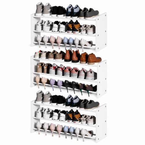 White 3 Pack 3-Tier Wall Mounted Shoe Rack Adjustable Hanging Shoe Organizer