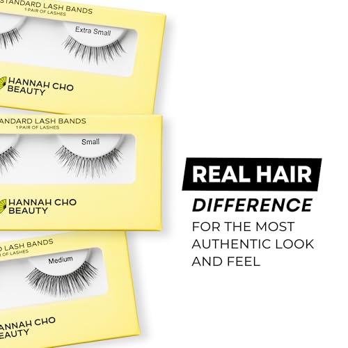 Best False Lashes for Hooded Eyes - Extra Small Doll Lash - Ultra Natural Strip Eyelashes for Hooded and Mature Eyelids - Weightless, Hypoallergenic Real Hair - Hannah Cho Beauty