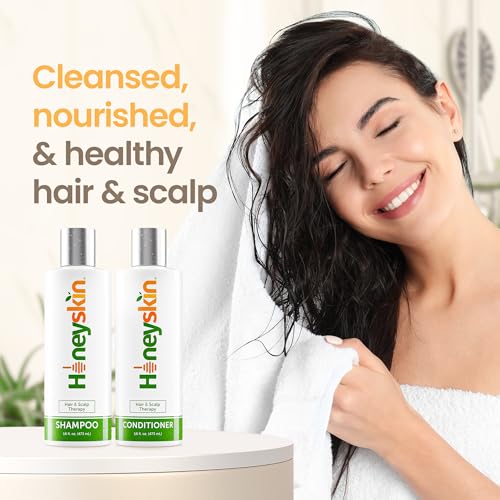 Honeyskin Hair Growth Shampoo & Conditioner Set 16oz Pack of 2 - Sulfate-Free Hydrating & Volumizing for Thinning Hair