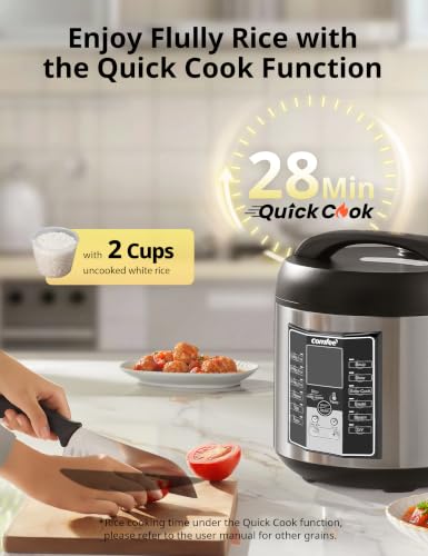 10-Cup Uncooked Rice Cooker with 6 Functions & Nonstick Pot - 14 Presets
