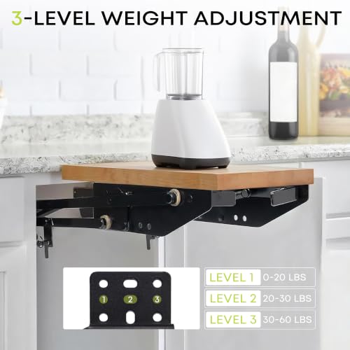 Heavy Duty Appliance Lift for Cabinets Supports Up to 60 lbs - Soft Close Kitchen Organizer