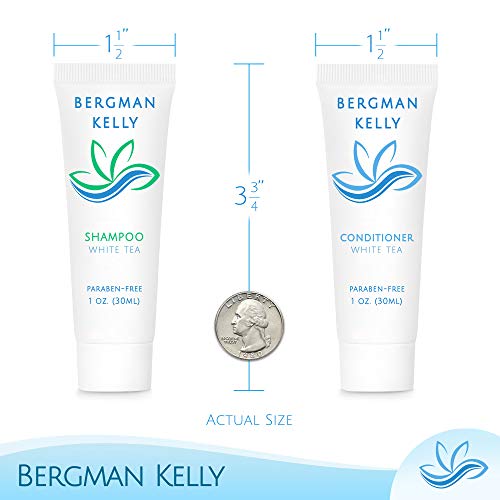 Round Hotel Soap & Travel Shampoo Conditioner Set - White Tea, 1 oz, Pack of 50 - Bergman Kelly