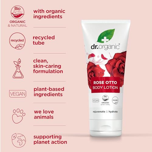Organic Rose Otto Skin Lotion - Hydrating Anti-Ageing Body Moisturizer 6.8 fl oz