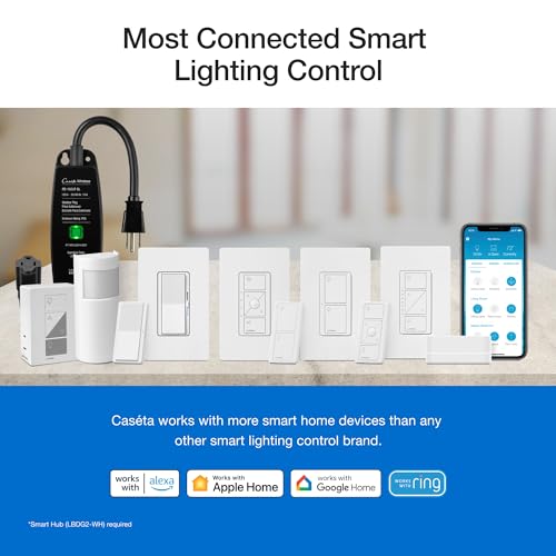 Lutron Caseta 3-Way Smart Dimmer Kit with Wireless Remote - White, 1 Pack
