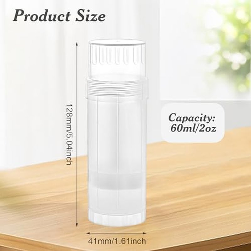 12 Pcs 60ml/2oz Empty Deodorant Containers Twist Up Plastic Deodorant Holder Tube for Lipstick Crayon Chapstick Sunscreen Bar - Translucent (Pack of 2)