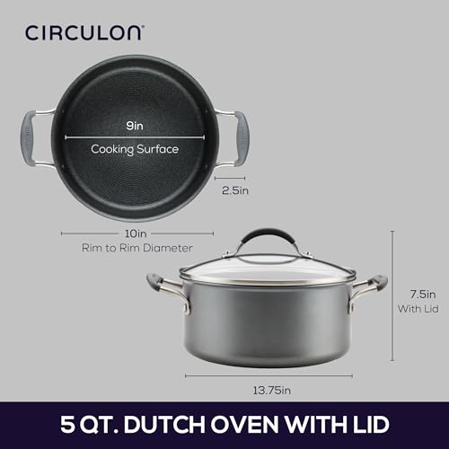 5-Quart Nonstick Dutch Oven with Lid, Induction Safe & Dishwasher Safe