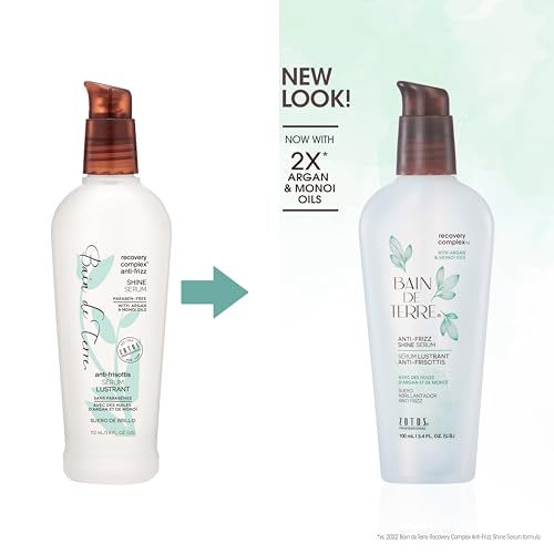 Anti-Frizz Hair Serum - Silky Shine & Frizz Control with Argan & Monoi Oils - 3.4 Fl Oz - Variation of Shine Serum
