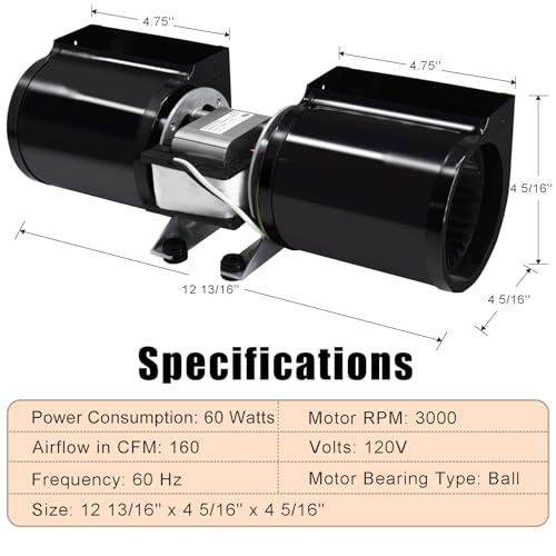 Fireplace Blower Fan Kit for Heat N Glo, Quadra-Fire, Heatilator - Includes Thermostat & Variable Speed Control