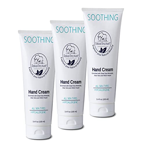 Natural Elephant Dead Sea Hand Cream Pack of 3 - Soothing, Hypoallergenic Moisturizer