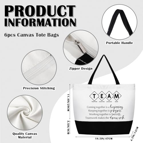 Cunno 12 Pcs Team Appreciation Tote Bag Women Employee Gift Team Together Canvas Makeup Bags for Worker Staff Coworker Nurse Teacher