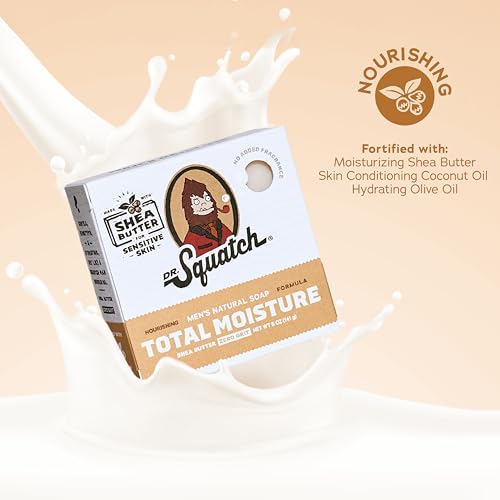 Dr. Squatch Total Moisture Natural Men¡¯s Bar Soap ? Non-Drying 2-in-1 Face + Body Soap Bar ? Plant-Based Ingredients, Created for All Skin Types ? Gifts for Men ? 5oz (6-Pack)