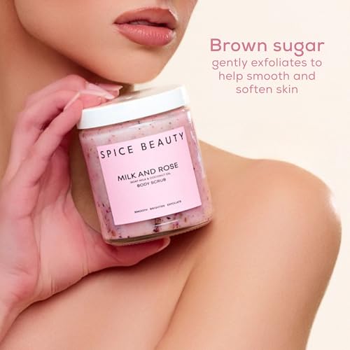 Milk and Rose Body Scrub | In-Shower Moisturizer with Hydrating Coconut Oil, Calming Roses, Shea Butter | Gentle Body Exfoliation Skincare | 9 Oz (1 Pack)