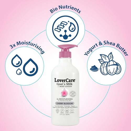 Lovercare Goat Milk Body Lotion for Dry Skin with Cherry Blossom - 27oz